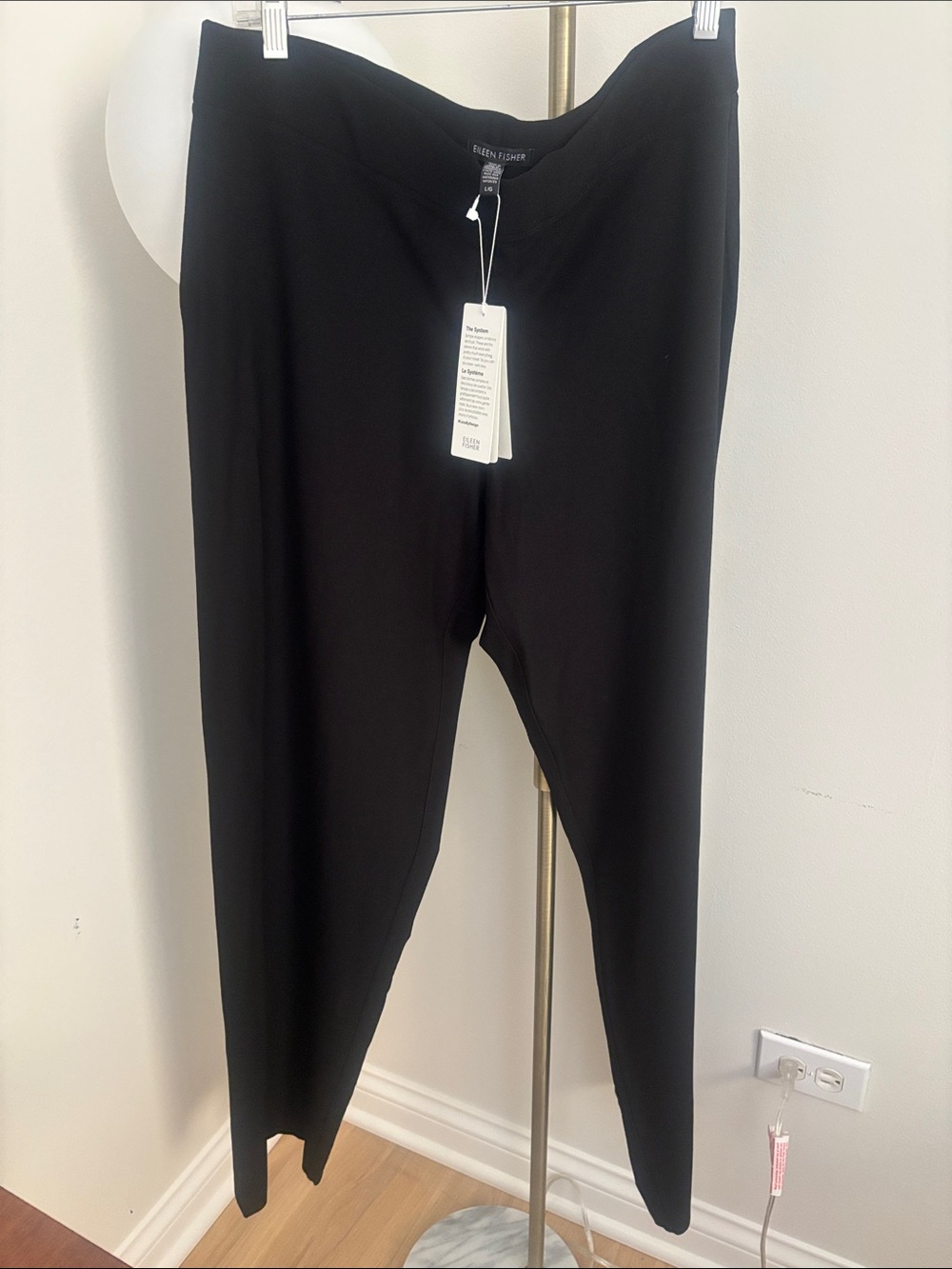 Eileen Fisher Black Wide-Leg Pull-On Pants
